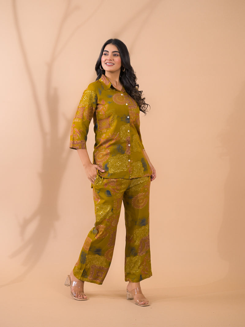Mustard Co-Ord Set with Palazzo Pants