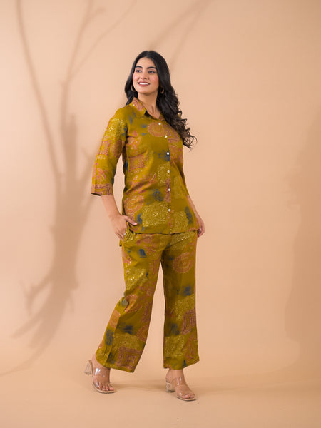 Mustard Co-Ord Set with Palazzo Pants