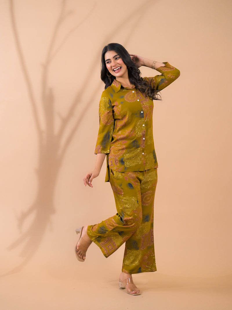 Mustard Co-Ord Set with Palazzo Pants