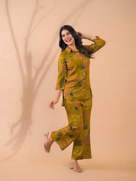 Mustard Co-Ord Set with Palazzo Pants