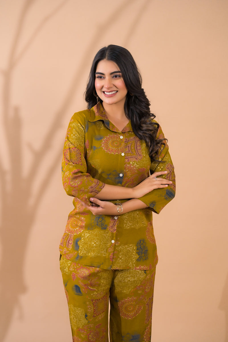 Mustard Co-Ord Set with Palazzo Pants