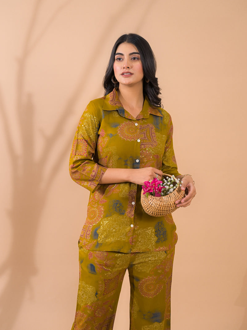 Mustard Co-Ord Set with Palazzo Pants