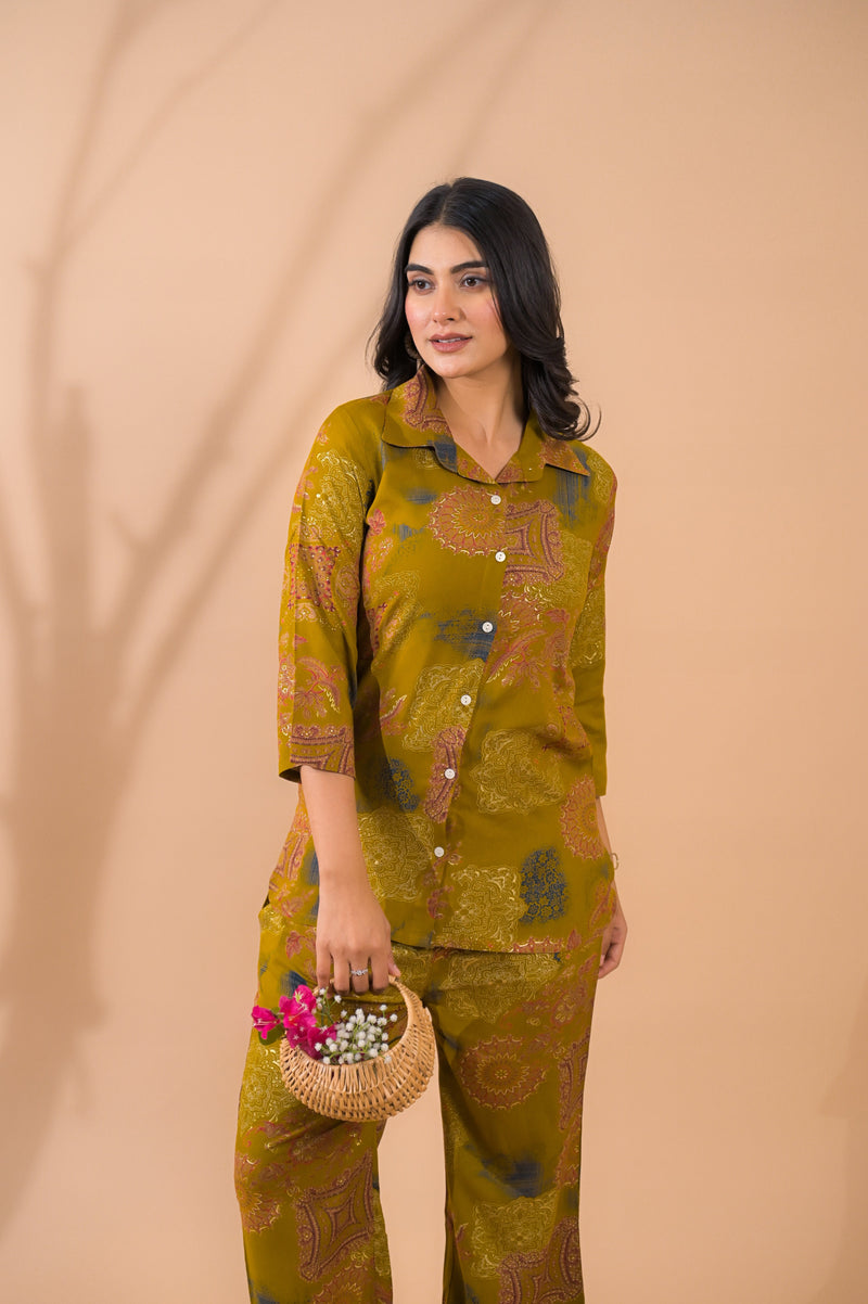 Mustard Co-Ord Set with Palazzo Pants