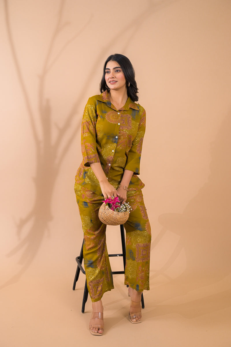 Mustard Co-Ord Set with Palazzo Pants
