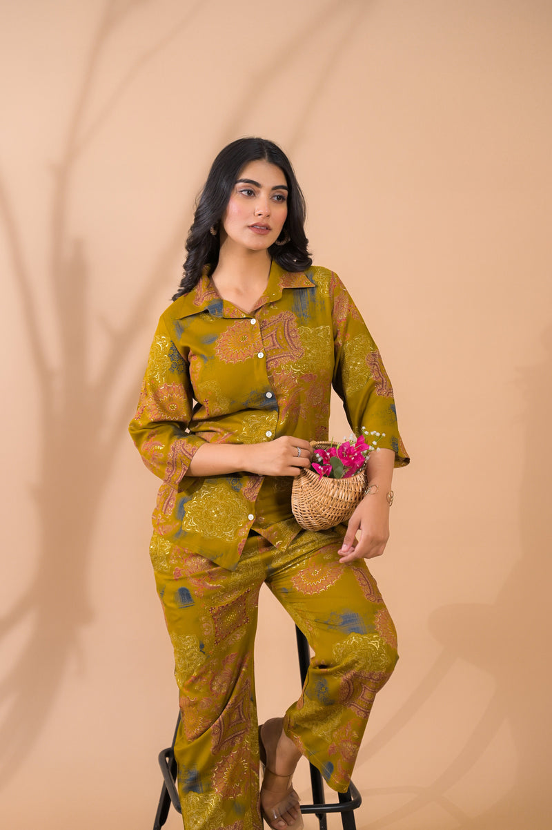 Mustard Co-Ord Set with Palazzo Pants