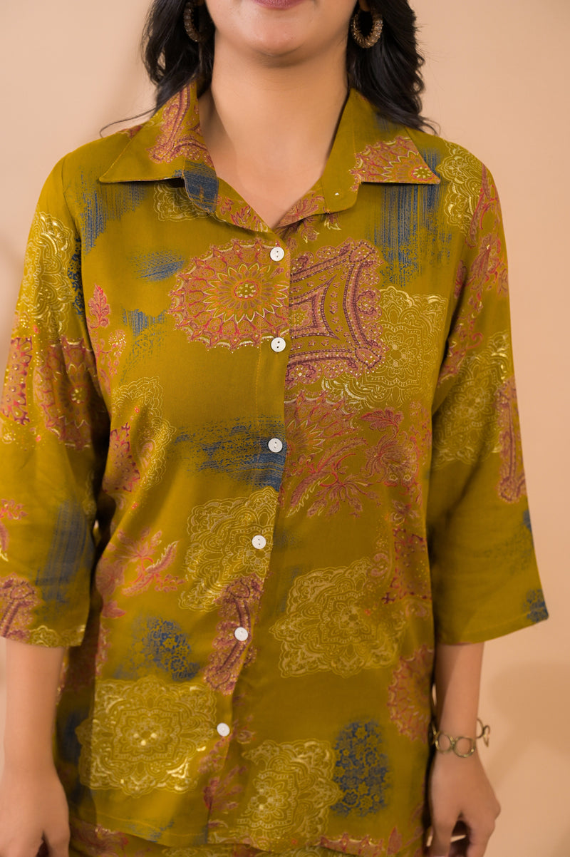 Mustard Co-Ord Set with Palazzo Pants