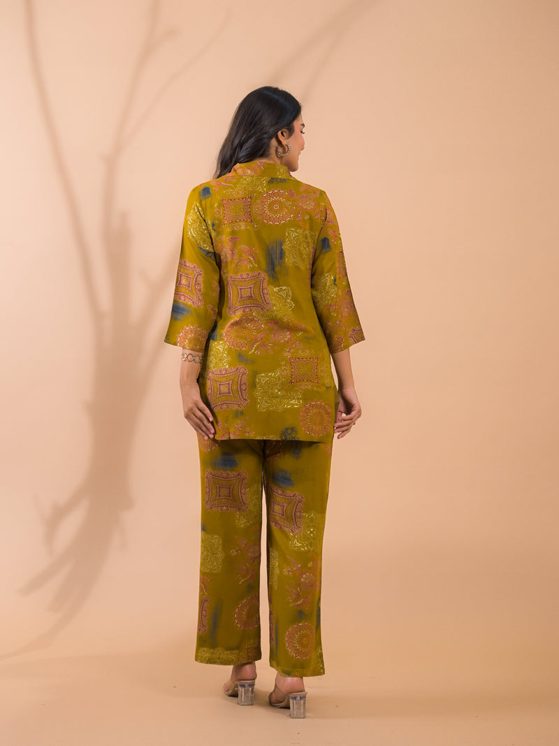 Mustard Co-Ord Set with Palazzo Pants