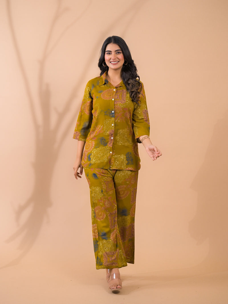 Mustard Co-Ord Set with Palazzo Pants