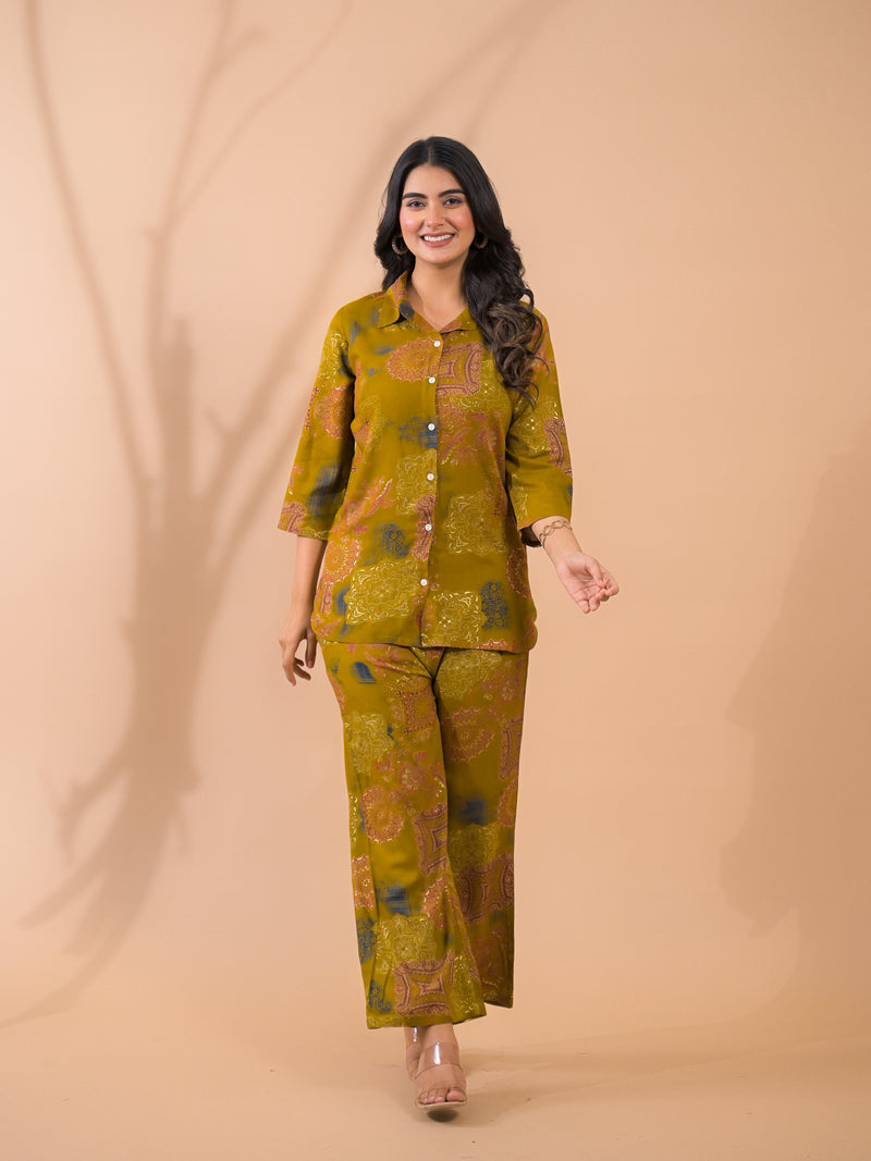 Mustard Co-Ord Set with Palazzo Pants