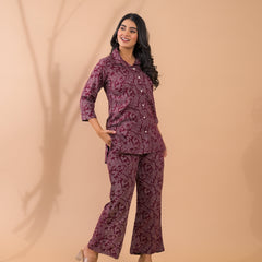 Maroon Co-Ord Set with Palazzo Pants
