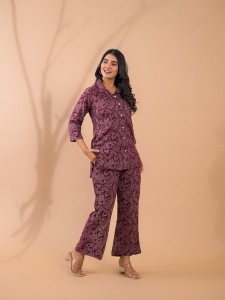 Maroon Co-Ord Set with Palazzo Pants