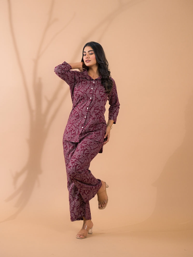 Maroon Co-Ord Set with Palazzo Pants