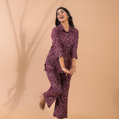 Maroon Co-Ord Set with Palazzo Pants