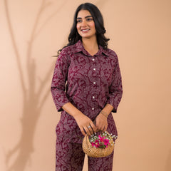 Maroon Co-Ord Set with Palazzo Pants