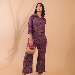 Maroon Co-Ord Set with Palazzo Pants