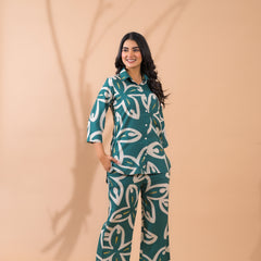 Teal Blue Co-Ord Set with Palazzo Pants