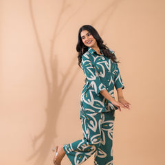 Teal Blue Co-Ord Set with Palazzo Pants