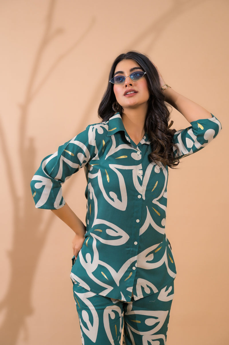 Teal Blue Co-Ord Set with Palazzo Pants