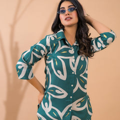 Teal Blue Co-Ord Set with Palazzo Pants