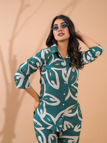 Teal Blue Co-Ord Set with Palazzo Pants