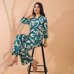 Teal Blue Co-Ord Set with Palazzo Pants