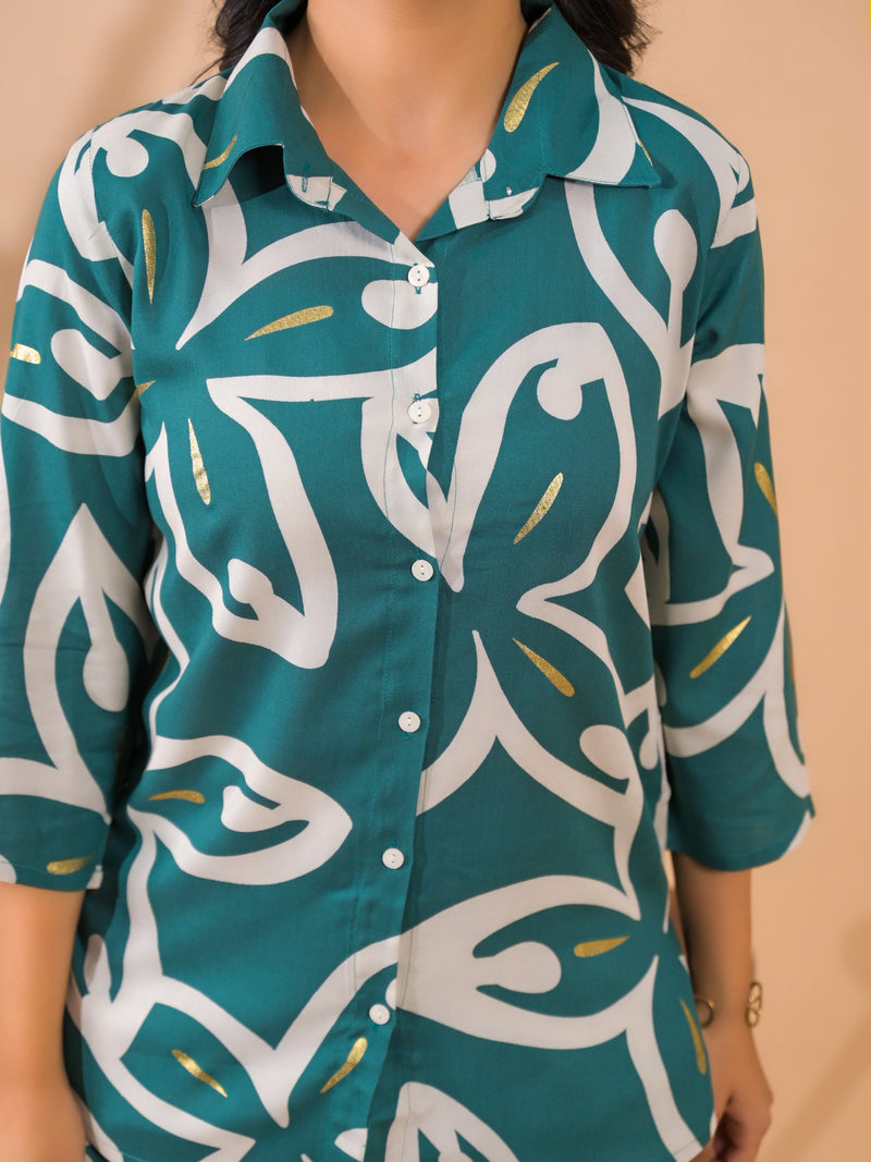 Teal Blue Co-Ord Set with Palazzo Pants