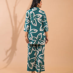 Teal Blue Co-Ord Set with Palazzo Pants