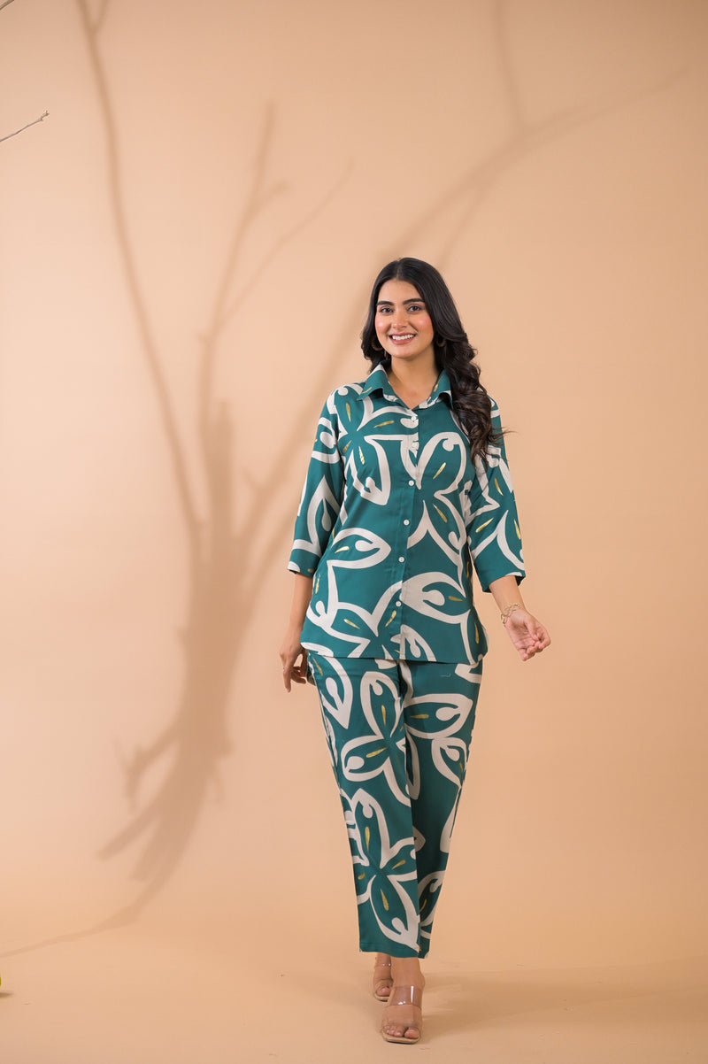 Teal Blue Co-Ord Set with Palazzo Pants