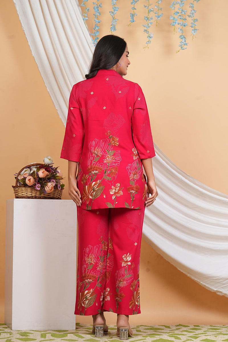 Pink Co-Ord Set with Palazzo Pants