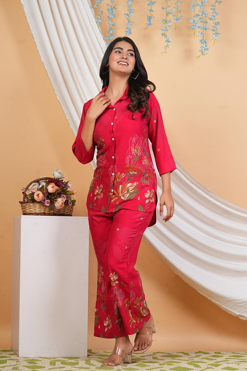 Pink Co-Ord Set with Palazzo Pants