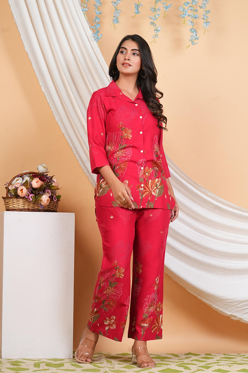 Pink Co-Ord Set with Palazzo Pants