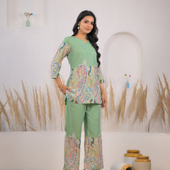 Ethnic printed kurti pant co ord set lady
