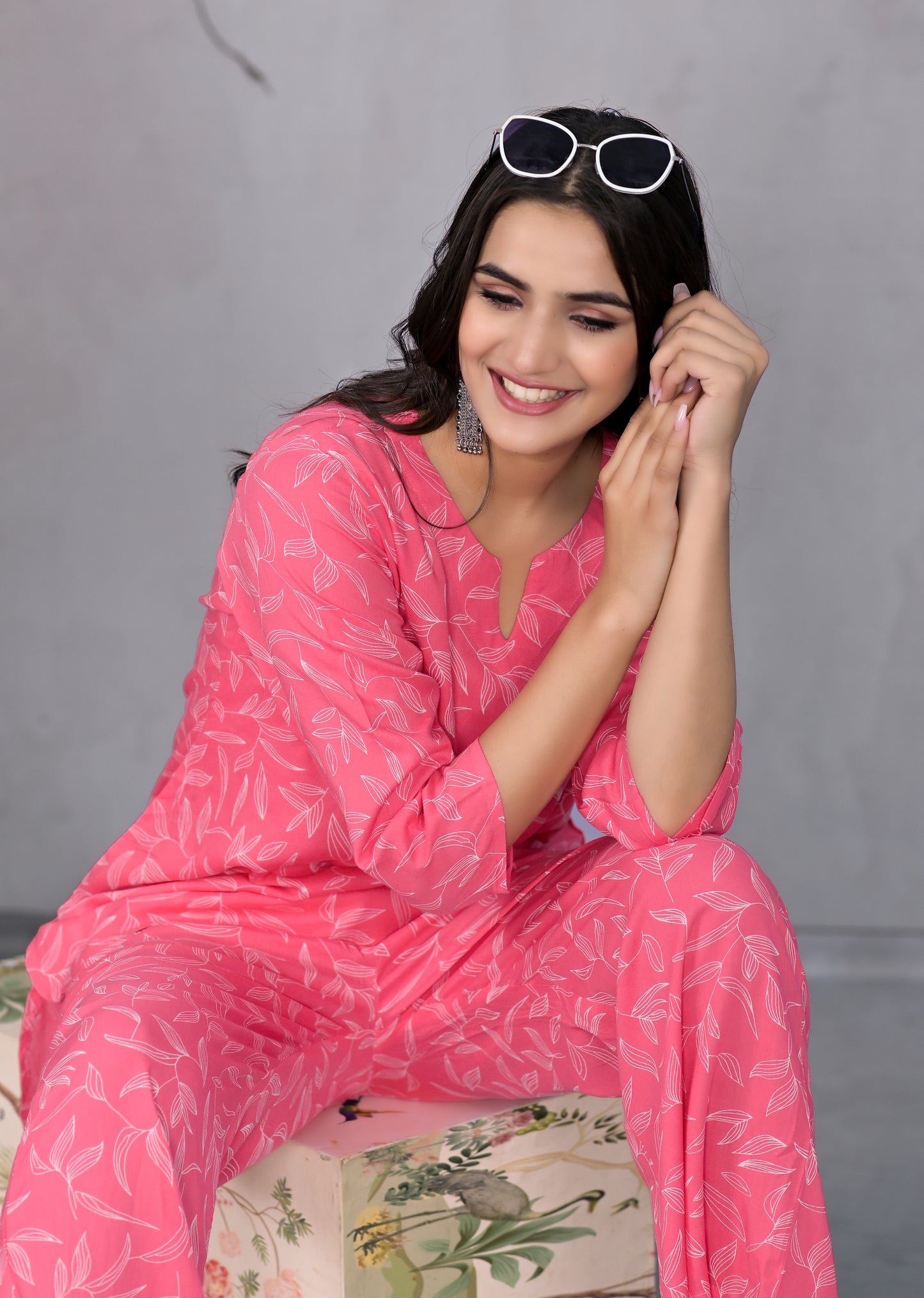 Blissful Leafy Gajari Lounge Wear