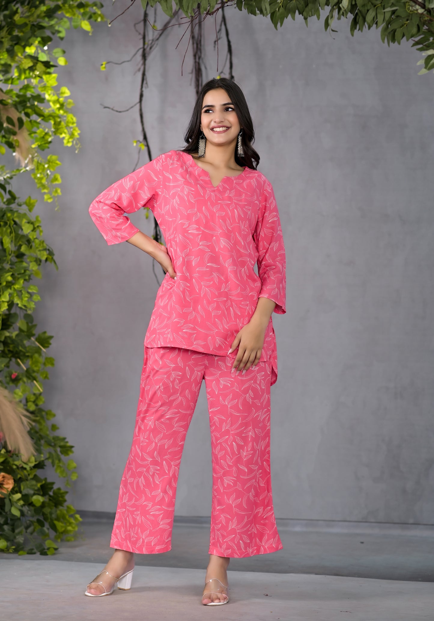 Blissful Leafy Gajari Lounge Wear