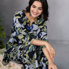 Garden Bloom Black Lounge Wear