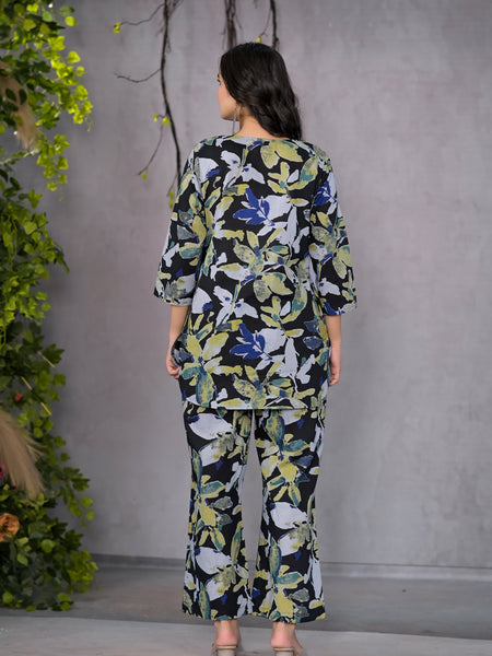 Garden Bloom Black Lounge Wear