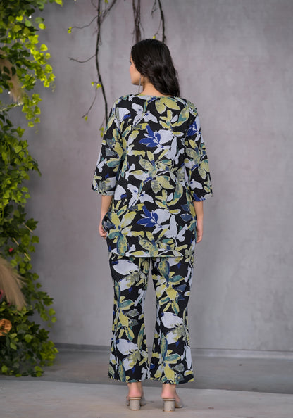 Garden Bloom Black Lounge Wear