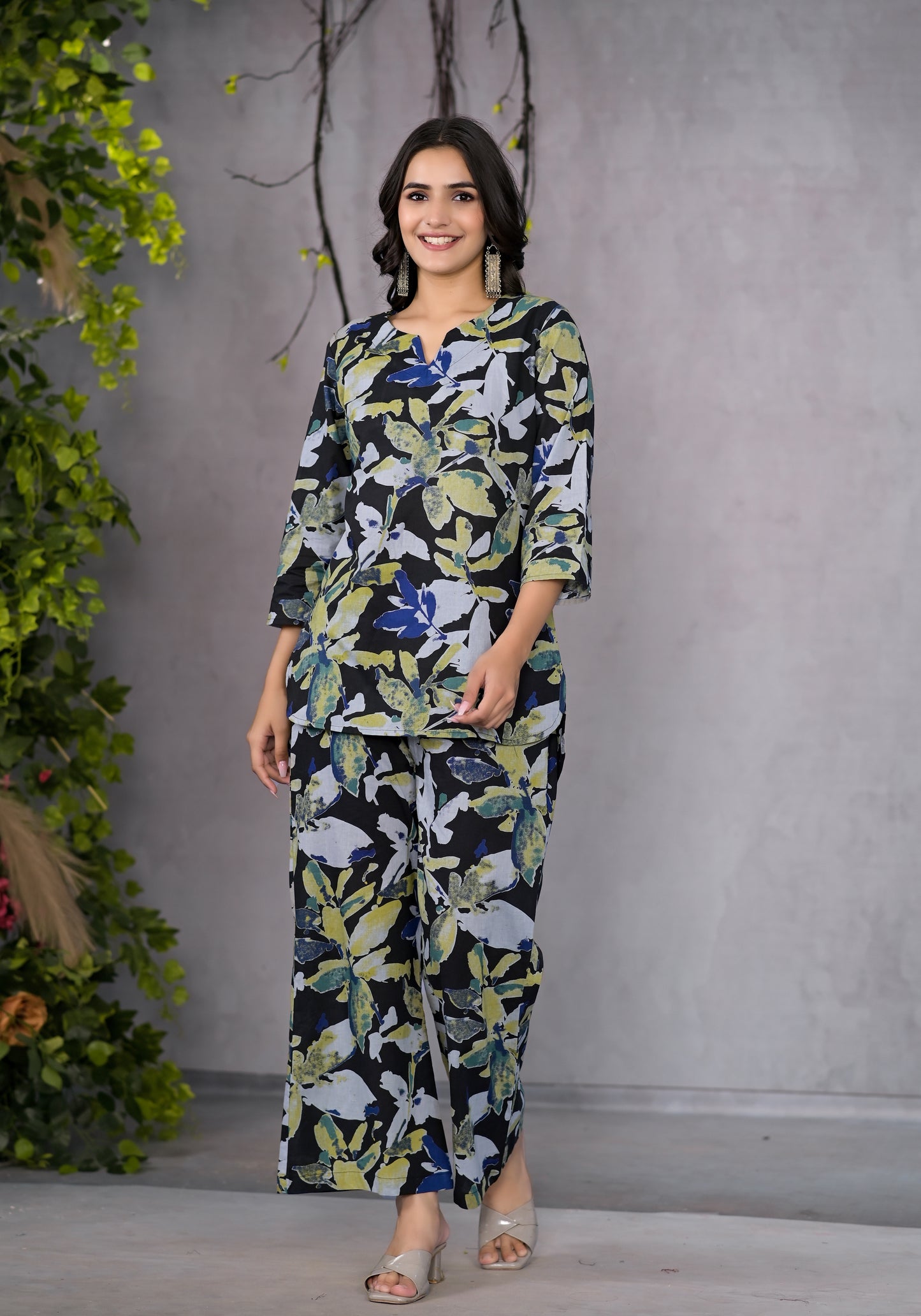 Garden Bloom Black Lounge Wear