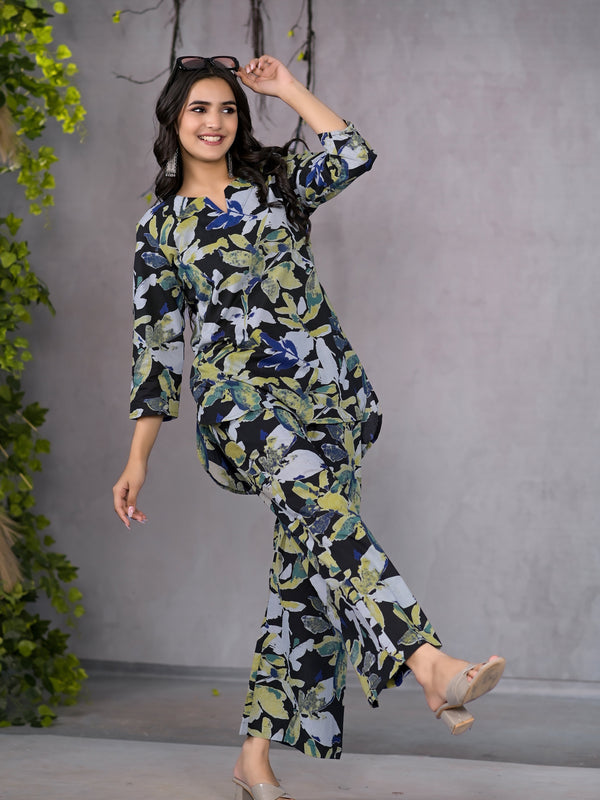 Garden Bloom Black Lounge Wear