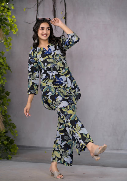 Garden Bloom Black Lounge Wear