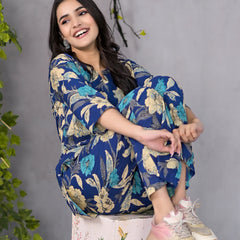 Serene Floral Blue Lounge Wear