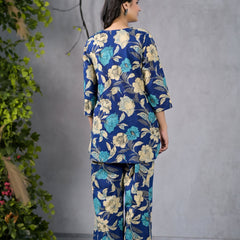 Serene Floral Blue Lounge Wear