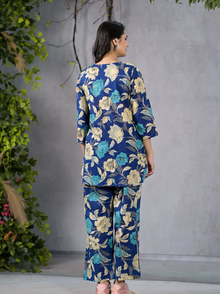 Serene Floral Blue Lounge Wear