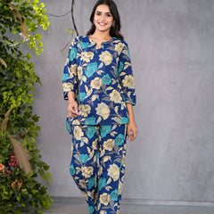 Serene Floral Blue Lounge Wear