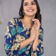 Serene Floral Blue Lounge Wear