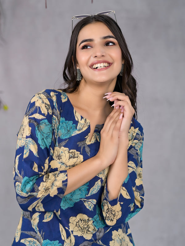 Serene Floral Blue Lounge Wear