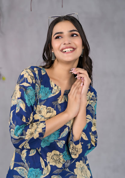 Serene Floral Blue Lounge Wear