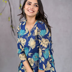 Serene Floral Blue Lounge Wear