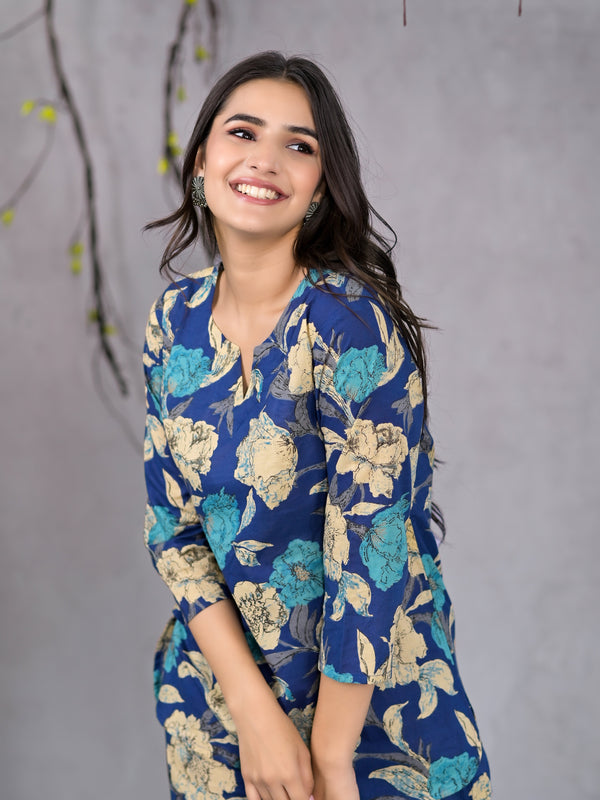 Serene Floral Blue Lounge Wear