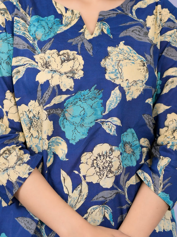 Serene Floral Blue Lounge Wear